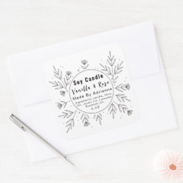 Beautiful floral Monogram Product Label Quadratischer Aufkleber