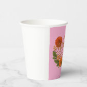 Beautiful Floral Paper Cup | Elegant Gold & Orange Pappbecher (Rechts)