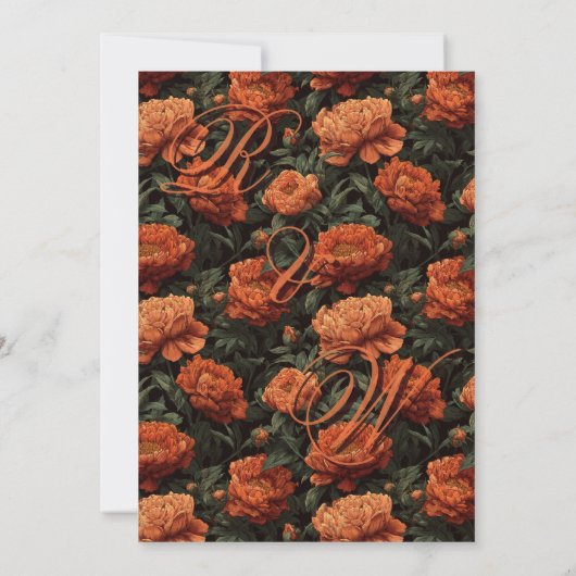 Beautiful Floral Peonies Wedding Invitation Einladung (Rückseite)