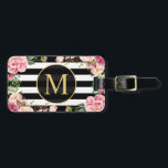 Beautiful floral Wrap Schwarz-weiß Stripes Monogra Gepäckanhänger<br><div class="desc">Schönes Blumenwrap Schwarz-weiß Streifen Monogramm Beutel Tag. 
(1) Für weitere Anpassungen klicken Sie bitte auf den Link "Weiter anpassen" und verwenden Sie unser Designwerkzeug,  um diese Vorlage zu ändern. 
(2) Wenn Sie Hilfe oder passende Artikel benötigen,  kontaktieren Sie mich bitte.</div>