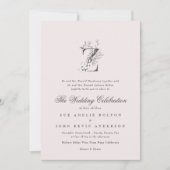 Beautiful Floral 'Z' Monogramm gezeichnet Einladung (Vorderseite)