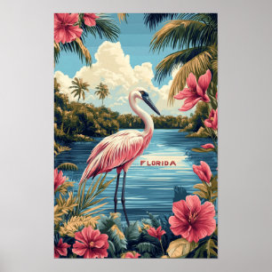 Beautiful Florida USA Vintag Illustration Travel Poster