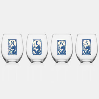 Beautiful Flow Blue Style Mahjong Wine Glasses Weinglas Ohne Stiel