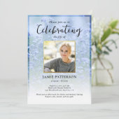 Beautiful Flowers Life Celebration Photo Funeral  Einladung (Stehend Vorderseite)