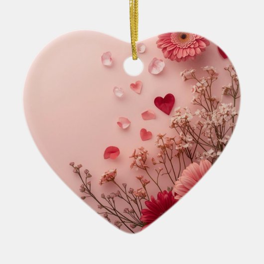 Beautiful Flowers on a Pink Valentines Day Tree Keramik Ornament (Vorne)