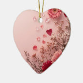 Beautiful Flowers on a Pink Valentines Day Tree Keramik Ornament (Links)