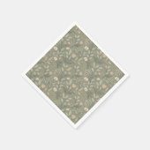 Beautiful Flowers on Sage Green Earthy Colors Serviette (Ecke)