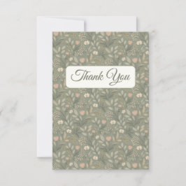 Beautiful Flowers on Sage Green Earthy Tone Dankeskarte