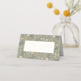 Beautiful Flowers on Sage Green Earthy Tone Platzkarte