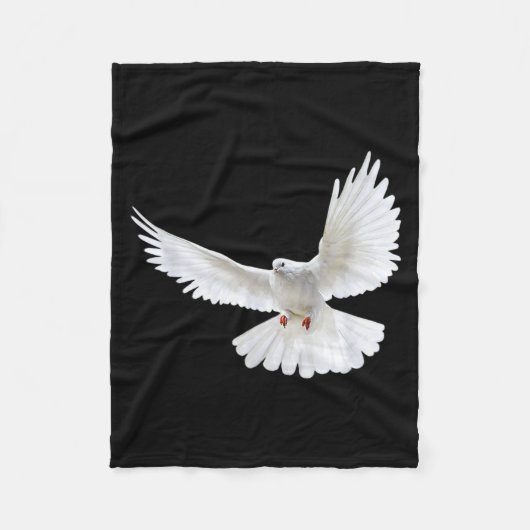 Beautiful Flying Peaceful White Dove Photo Silhoue Fleecedecke (Vorderseite)