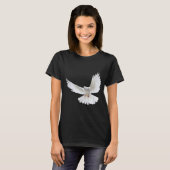 Beautiful Flying Peaceful White Dove Photo Silhoue T-Shirt (Vorne ganz)
