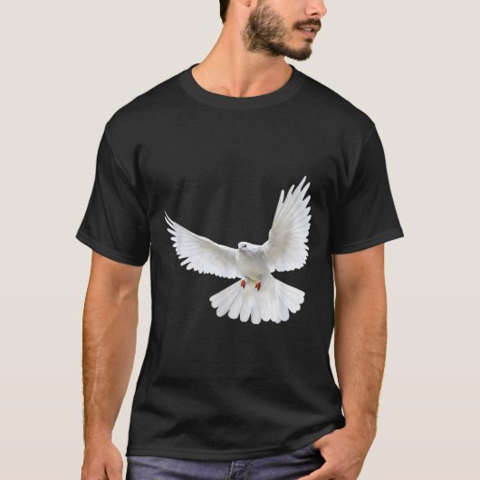 Beautiful Flying Peaceful White Dove Photo Silhoue T-Shirt (Vorderseite)