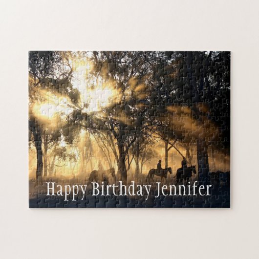 Beautiful Forest Sun Reitpferde Individuelle Name  Puzzle (Horizontal)