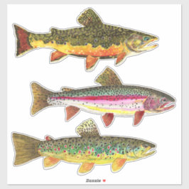 Beautiful Foreut - Bach, Braun, Regenbogen Fischen Aufkleber