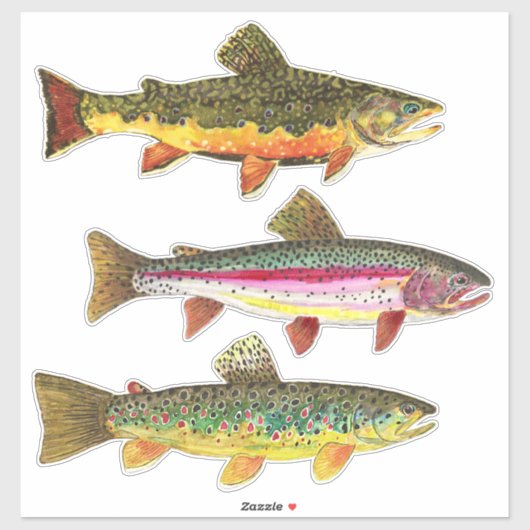 Beautiful Foreut - Bach, Braun, Regenbogen Fischen Aufkleber (Blatt)