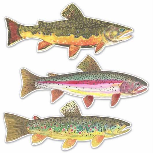 Beautiful Foreut - Bach, Braun, Regenbogen Fischen Aufkleber (Vorderseite)