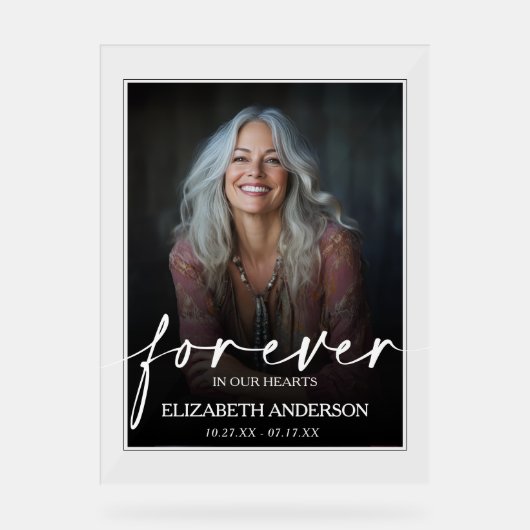 Beautiful Forever in our Hearts Photo Memorial Acrylschild (Vorderseite)