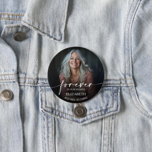 Beautiful Forever in our Hearts Photo Memorial Button (Beispiel)