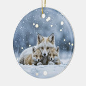Beautiful Foxes in Snow Christmas Keramik Ornament (Links)