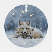 Beautiful Foxes in Snow Christmas Ornament Aus Glas (Rückseite)