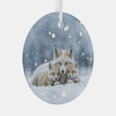 Beautiful Foxes in Snow Christmas Ornament Aus Glas (Vorderseite Rechts)