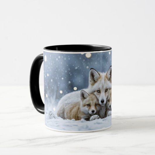 Beautiful Foxes in Snow Coffee Cup or Mug Tasse
