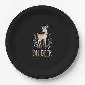 Beautiful Funny Deer Oh Deer Modern Design  Pappteller (Vorderseite)