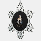 Beautiful Funny Deer Oh Deer Modern Design  Schneeflocken Zinn-Ornament (Rechts)