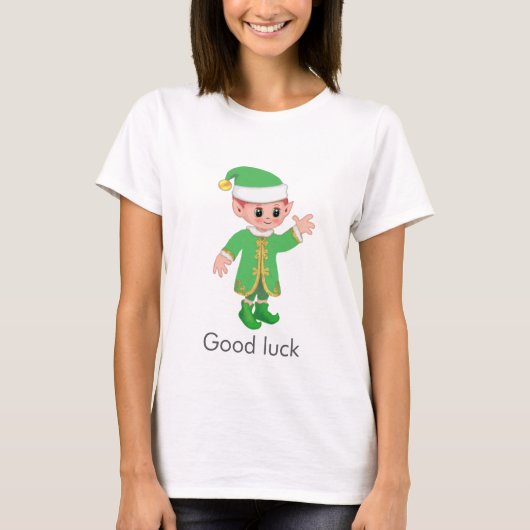 Beautiful Funny Lucky Elf & Calligraphy T-Shirt (Vorderseite)