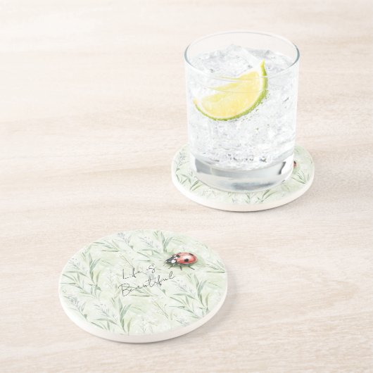 Beautiful Garden Ladybug Getränkeuntersetzer (Seite)