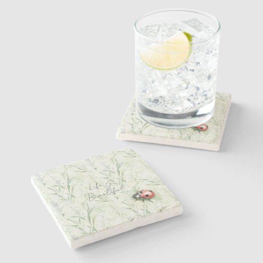 Beautiful Garden Ladybug Steinuntersetzer (Seitenansicht)