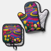 Beautiful Garden Ofenhandschuh & Topflappen-Set (Vorderseite/Rückseite)