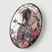 Beautiful Geisha Geiko Geigi Cherry Blossom Sakura Große Wanduhr (Winkel)