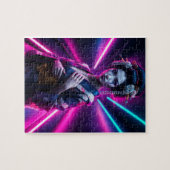 Beautiful Geisha Puzzle with Neon Background - Ele (Horizontal)