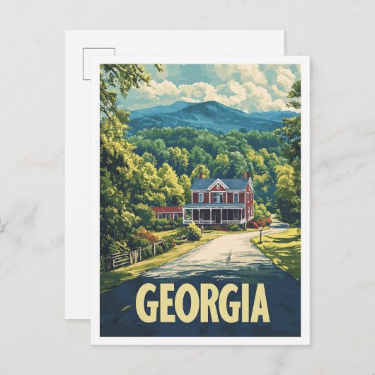 Beautiful Georgia USA Vintag Illustration Travel Postkarte (Vorne/Hinten)