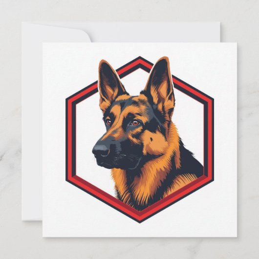 Beautiful German Shepard In A Six Sided Frame Einladung (Rückseite)
