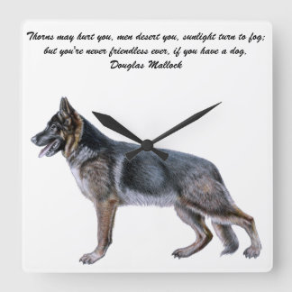 Beautiful German Shepherd Clock with Poem Quadratische Wanduhr