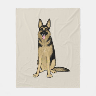 Beautiful German Shepherd Dog Cartoon Pet Art Fleecedecke