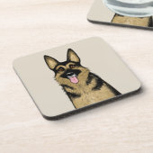 Beautiful German Shepherd Dog | Cartoon Pet Art Getränkeuntersetzer (Linke Seite)