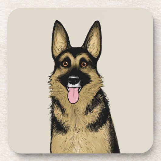 Beautiful German Shepherd Dog | Cartoon Pet Art Getränkeuntersetzer (Vorderseite)
