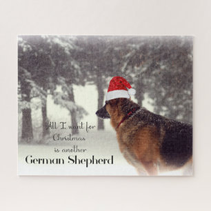 Beautiful German Shepherd in the Snow Holiday Puzzle