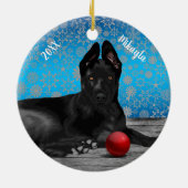 Beautiful German Shepherd Puppy Christmas Keramik Ornament (Hinten)