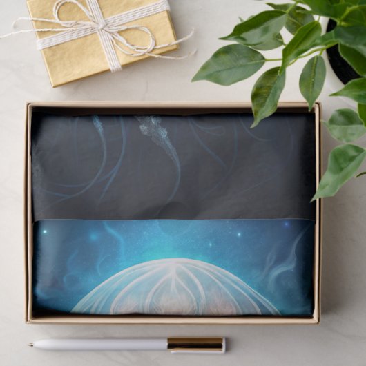 Beautiful Giant Blue Ocean Jelly Fish Decoupage Seidenpapier (Geschenk)