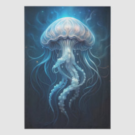 Beautiful Giant Blue Ocean Jelly Fish Decoupage Seidenpapier