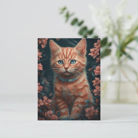 Beautiful Ginger Kitten Postkarte (Stehend Vorderseite)