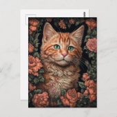 Beautiful Ginger Kitten und Blume Postcard Postkarte (Vorne/Hinten)