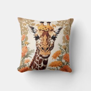 Beautiful Giraffe und Gerbera Daisy Blume Kissen