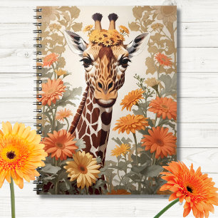 Beautiful Giraffe und Gerbera Daisy Blume Notizblock
