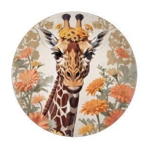 Beautiful Giraffe und Gerbera Daisy Blume Schneidebrett