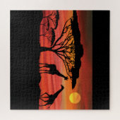 Beautiful Giraffes in a Serengeti Sunset Puzzle (Horizontal)